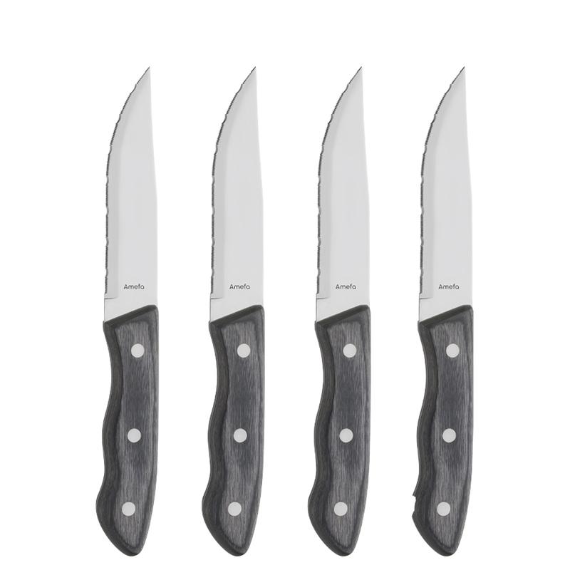 Amefa Hercule Steak Knives Wood 4 Piece