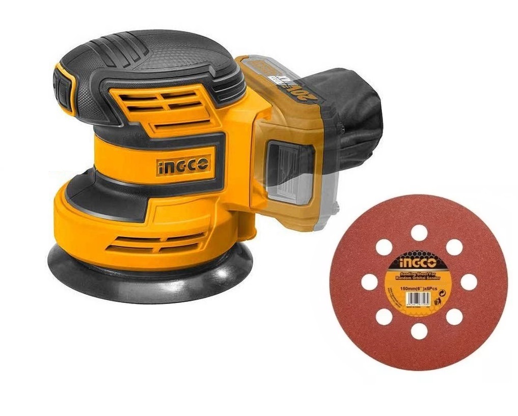 INGCO – Random Orbit Sander with Sandpapers (Cordless) – 20V