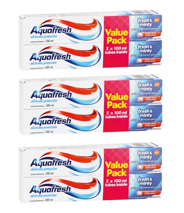 Aquafresh – Fresh & Minty Toothpaste Value Pack (6 x 100ml)
