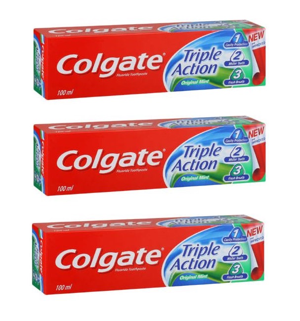 Colgate – Triple Action Original Mint Toothpaste (3 x 100ml)