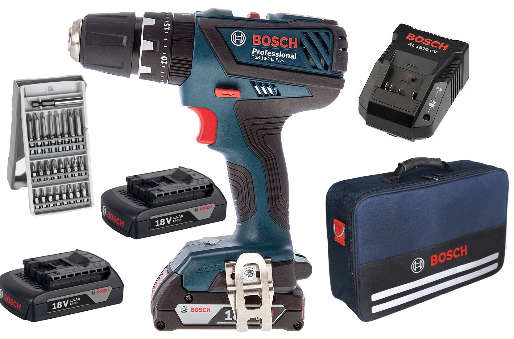 Bosch – GSB 18-2-LI Plus Professional Cordless Impact Drill COMBO