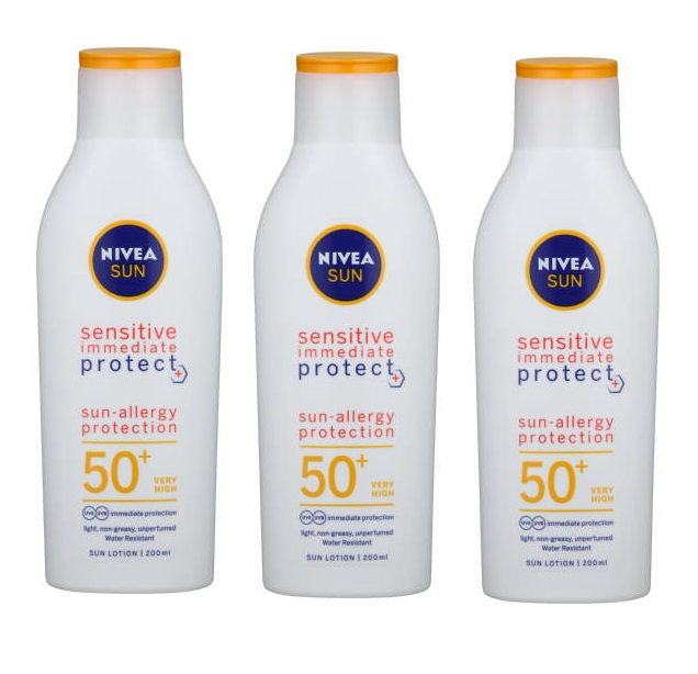 NIVEA Sun – Sun SPF50+ Sensitive Immediate Protect Lotion (3 x 200ml)