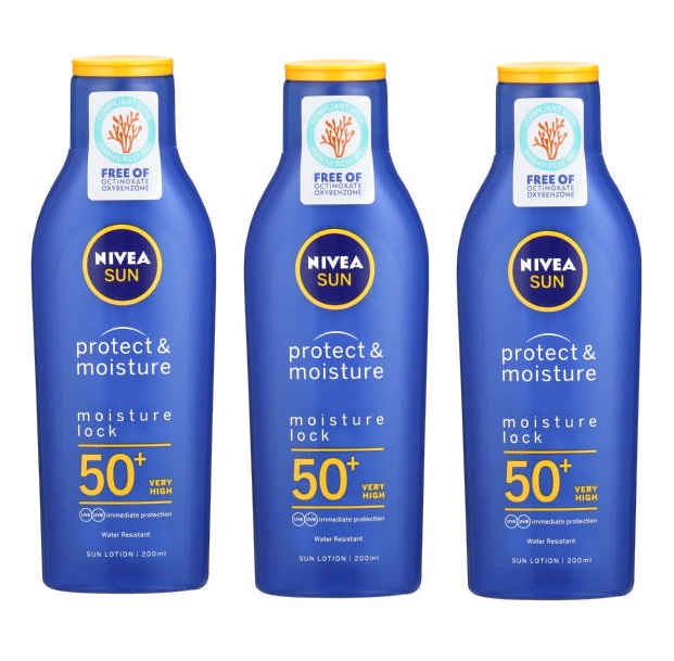NIVEA Sun – Sun Screen / Sun SPF50 Protect & Moisture Lotion (3 x 200ml)