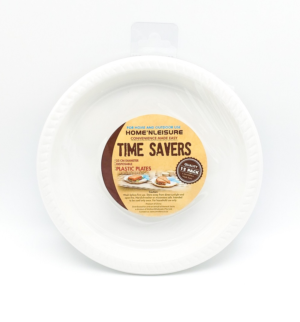 Disposable Plastic Plates – 12 Pack – 23cm Diameter