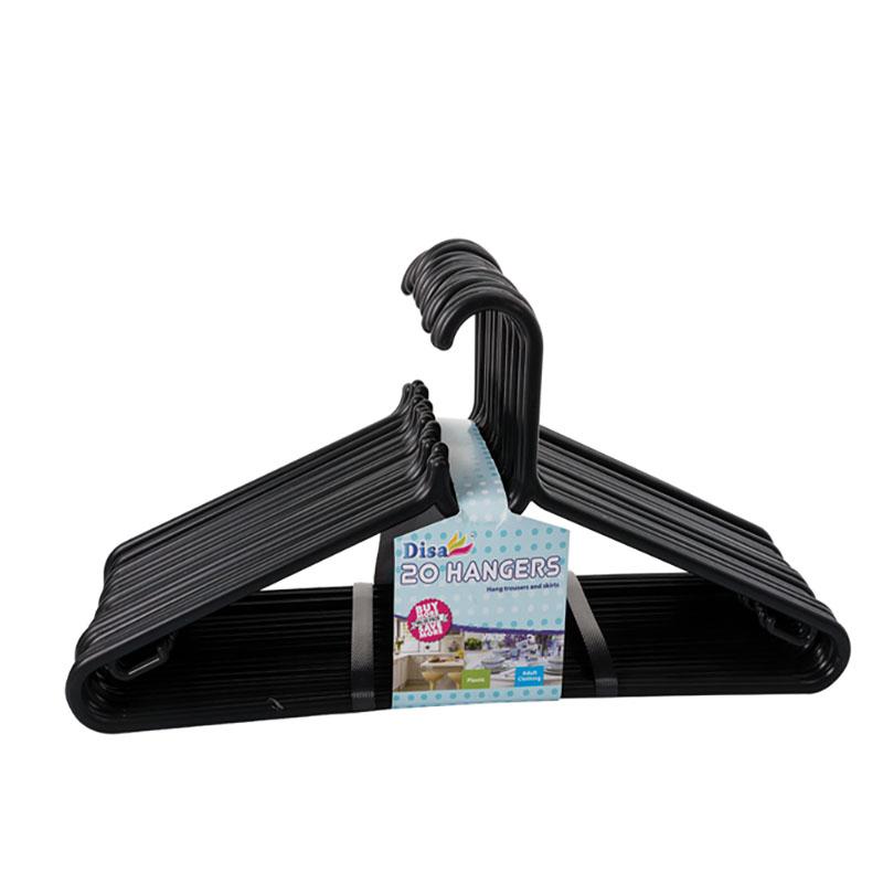 Black Clothes Hangers Plastic – 20 Piece Per Pack – 2 Packs
