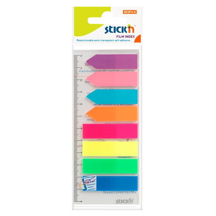 Stick`n Neon Film Index Tabs/Arrows – 8 Colours 45x12mm