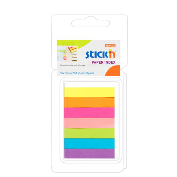 Stick ‘n Neon Paper Index Tabs – 7 colours  50x10mm – Box of 12
