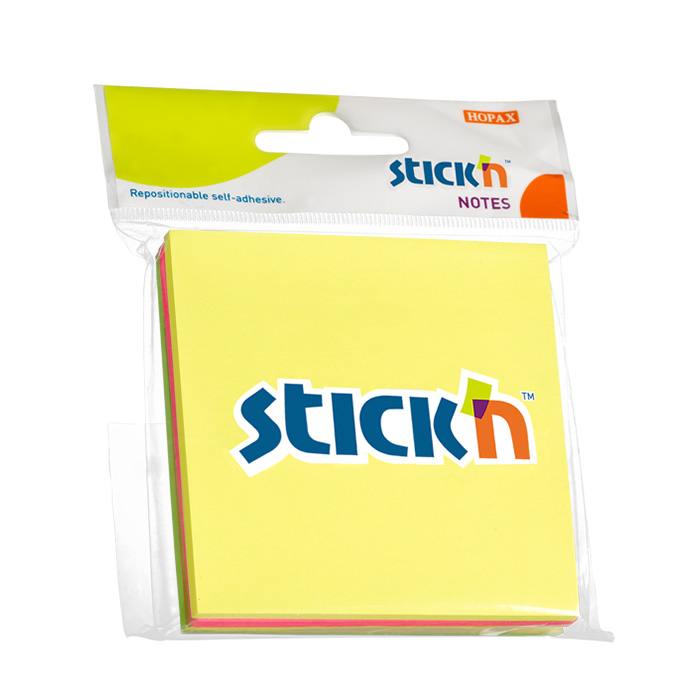 Stick’n Neon Assorted 76x76mm- 50 sheets per pad, 3 pads per packs