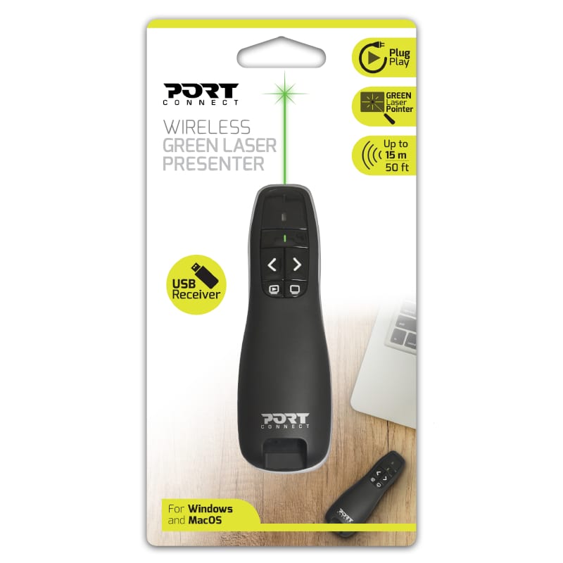 Port Connect Wireless Laser Presenter – Black