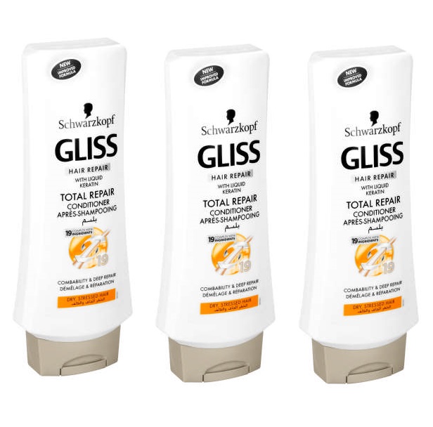 Schwarzkopf Gliss – Hair Repair Conditioner Total Repair – (3 x 400ml)