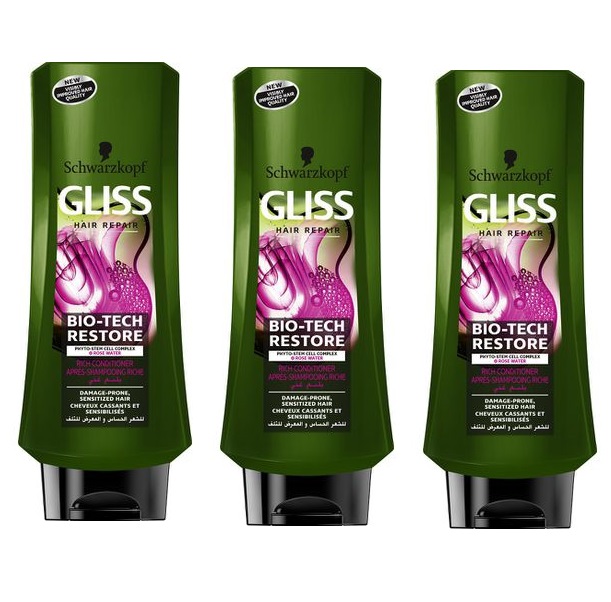 Schwarzkopf Gliss – Biotech Conditioner – (3 x 400ml)