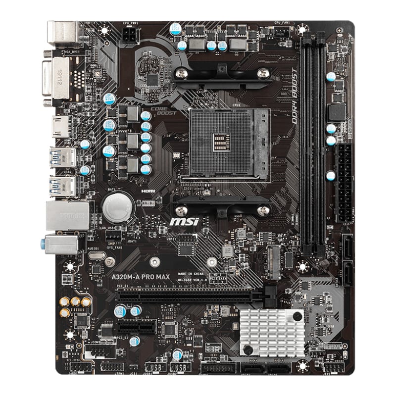 MSI A320M PRO-A MAX AMD AM4 Micro-ATX Gaming Motherboard – Black