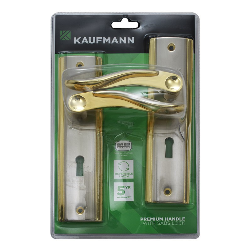 Kaufmann Lockset 3 Lever Sabs Marcello Satin Nickle And Gold Plated