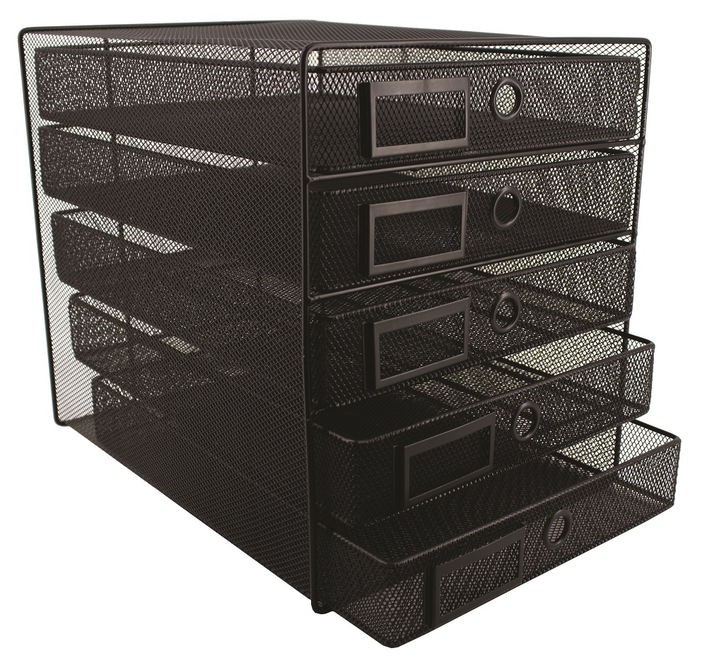 SDS M750 Wire Mesh Metal 5-Drawer Filing System – Black