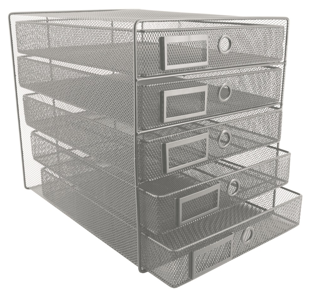 SDS M750S Wire Mesh Metal 5-Drawer Filing System – Silver