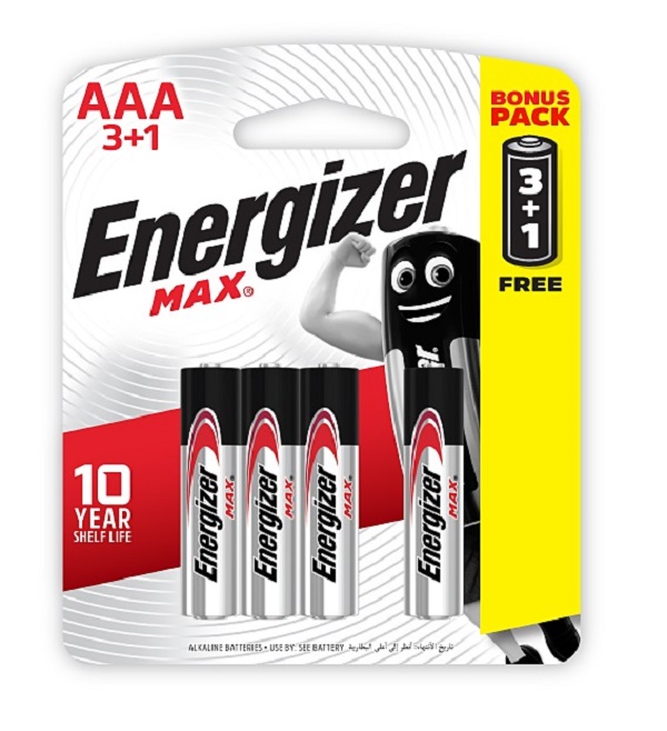 Energizer E92BP3+1 1.5V MAX Alkaline AAA Card 3+1 Free