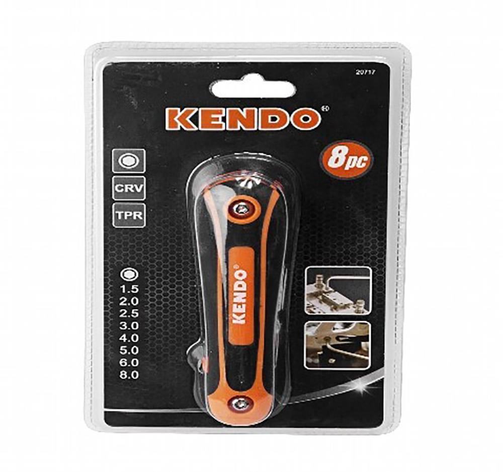 Kendo 8 Piece Folding Hex  Key Set