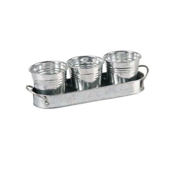 SourceDirect – Galvanised Planter – 3 Piece with Tray (31x9x10cm)