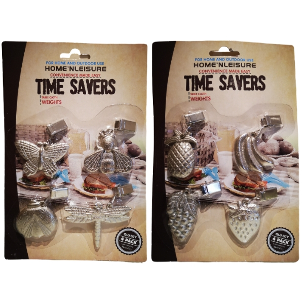 Table Cloth Weights / Clamps – 8 Piece (Fruits and Flying Insects)