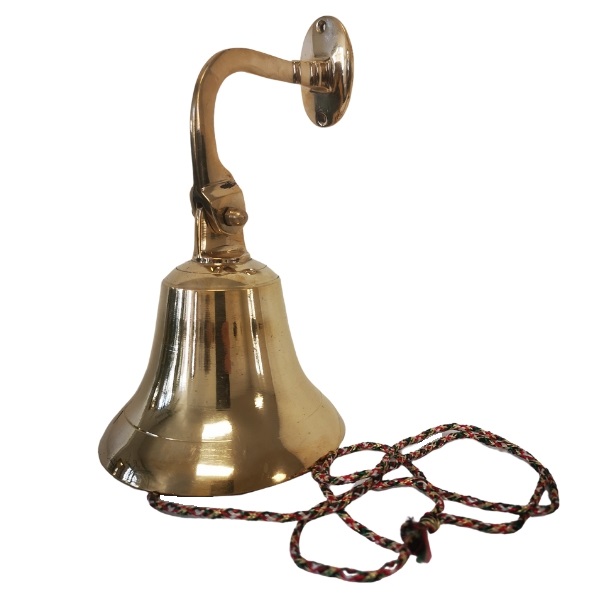 Entrance / Bar Bell – Wall Mounted Shippers Ringer with Cord – Brass (11cm)