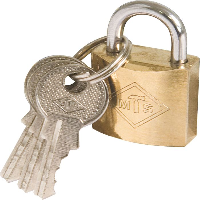 MTS Padlock  Brass/Pl 20mm D/Blist Wz358