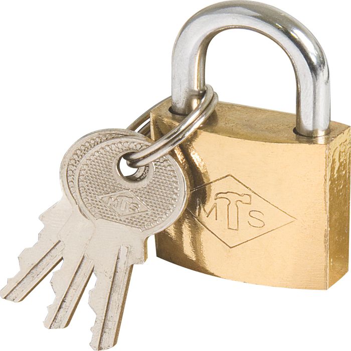 MTS Padlock  Brass/Pl 25mm D/Blist Wz359