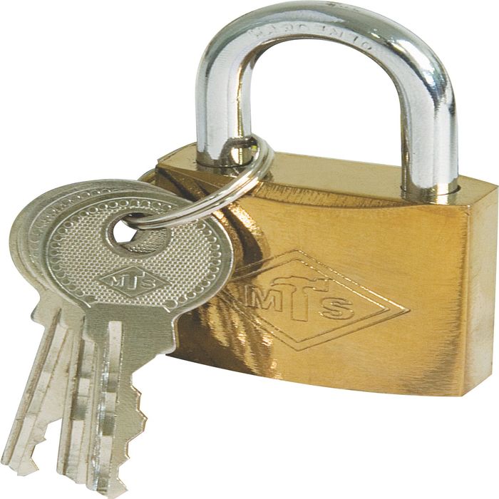 MTS Padlock  Brass/Pl 32mm D/Blist Wz360