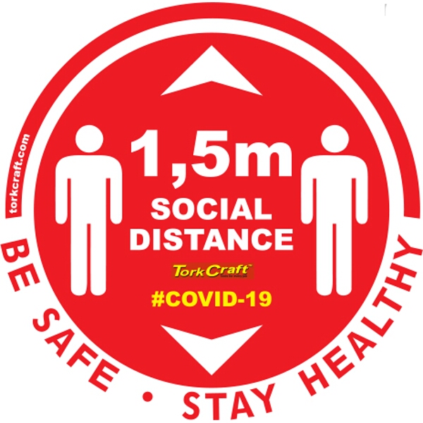 Covid 19 – 300mm Round Social Distancing Graphic – Tork Craft Red