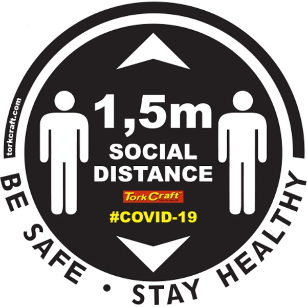 Covid 19 – 300mm Round Social Distancing Graphic – Tork Craft Black