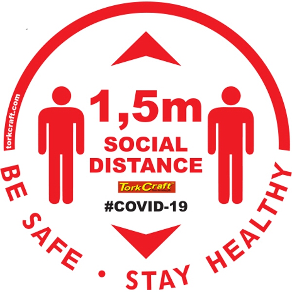 Covid 19 – 300mm Round Social Distancing Graphic – Tork Craft White