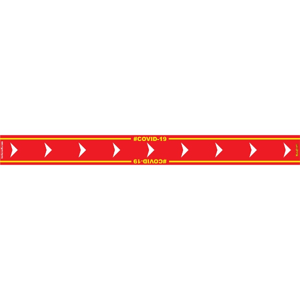 Covid 19 – 800mm X 80mm Social Distancing Strips – Tork Craft Red Arrow Right