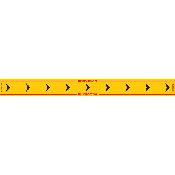 Covid 19 – 800mm X 80mm Social Distancing Strips – Tork Craft Yellow Arrow Right