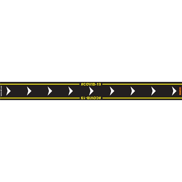 Covid 19 – 800mm X 80mm Social Distancing Strips – Tork Craft Black Arrow Right
