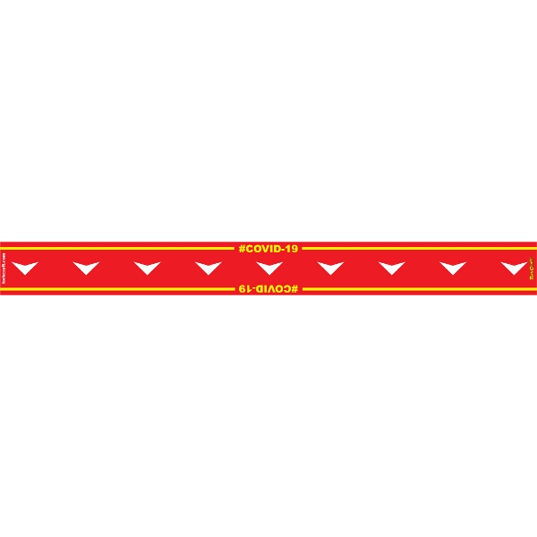 Covid 19 – 800mm X 80mm Social Distancing Strips – Tork Craft Red Arrow Down