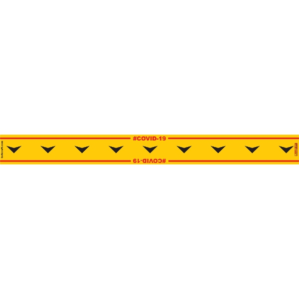 Covid 19 – 800mm X 80mm Social Distancing Strips – Tork Craft Yellow Arrow Down