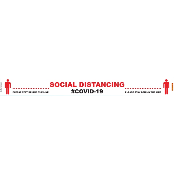 Covid 19 – 800mm X 80mm Social Distancing Strips – Tork Craft White Behind Line