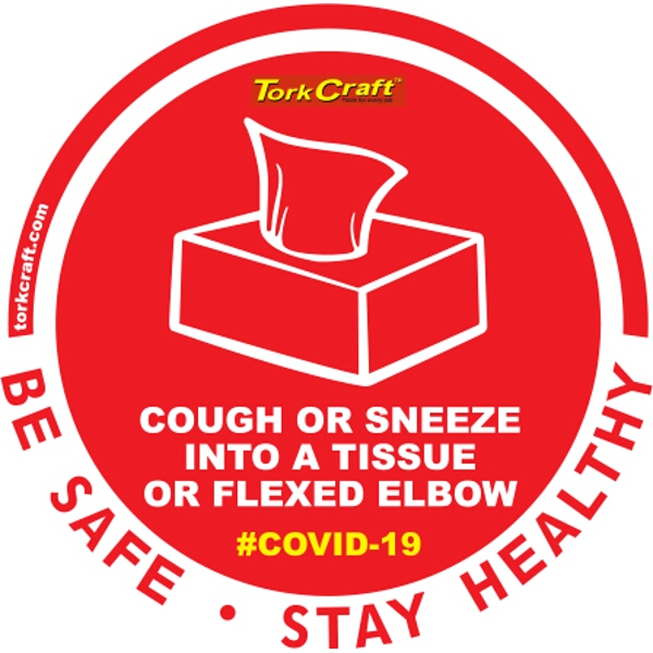 Covid 19 – 170mm Round Awareness Graphic – Tork Craft Red How To Cough