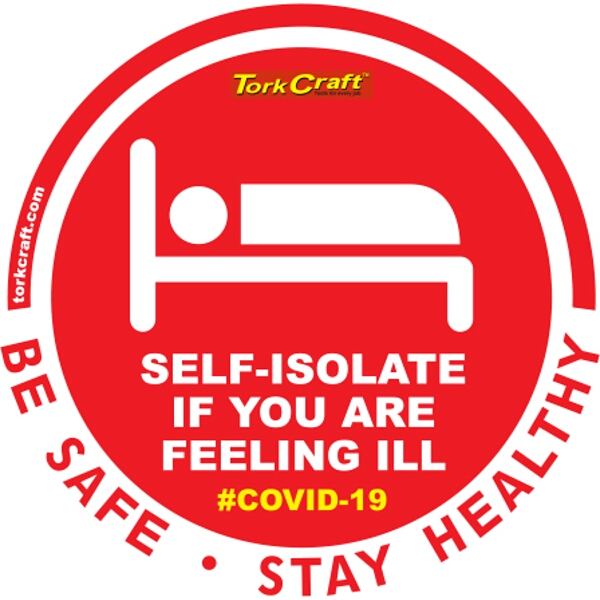 Covid 19 – 170mm Round Awareness Graphic – Tork Craft Red Self Isolate