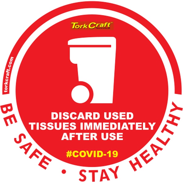 Covid 19 – 170mm Round Awareness Graphic – Tork Craft Red Discard