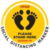 Covid 19 – 400mm Round Social Distancing Graphic – Tork Craft Yellow Feet Here Please Covid 19 – 400mm Round Social Distancing Graphic – Tork Craft Yellow Feet Here Please