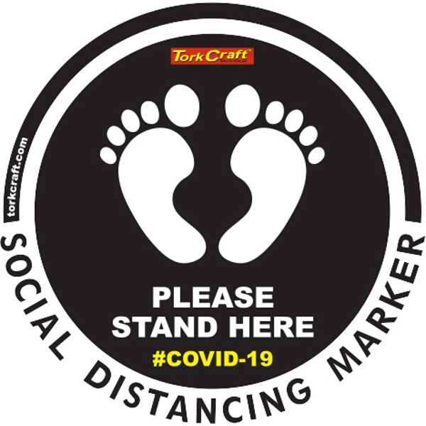 Covid 19 – 300mm Round Social Distancing Graphic – Tork Craft Black Feet Here