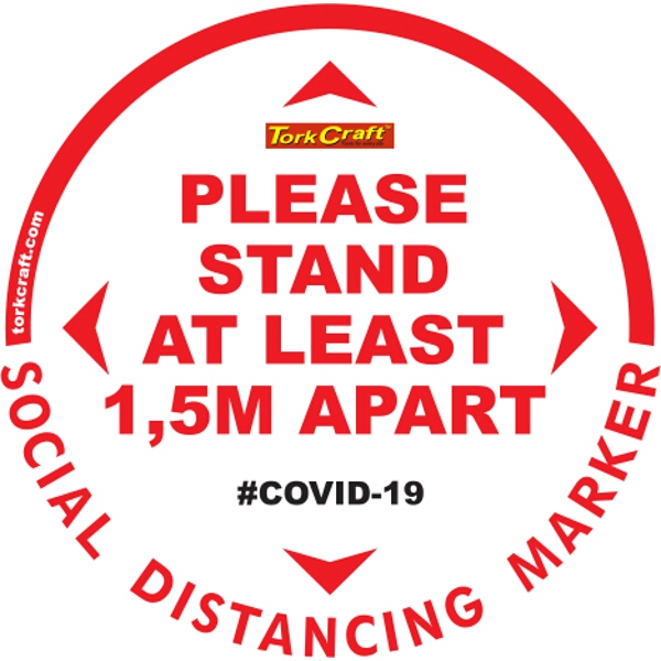 Covid 19 – 300mm Round Social Distancing Graphic – Tork Craft White 1.5 Mtr Apart