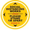 Covid 19 – 400mm Round Social Distancing Graphic – Tork Craft Double Yellow 1.0 Mtr Apart Please Covid 19 – 400mm Round Social Distancing Graphic – Tork Craft Double Yellow 1.0 Mtr Apart Please