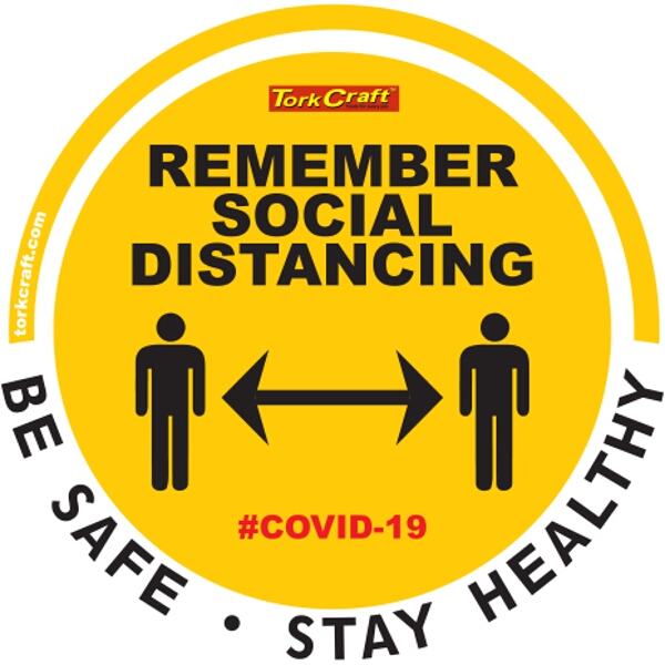 Covid 19 – 300mm Round Social Distancing Graphic – Tork Craft Remeber Yellow