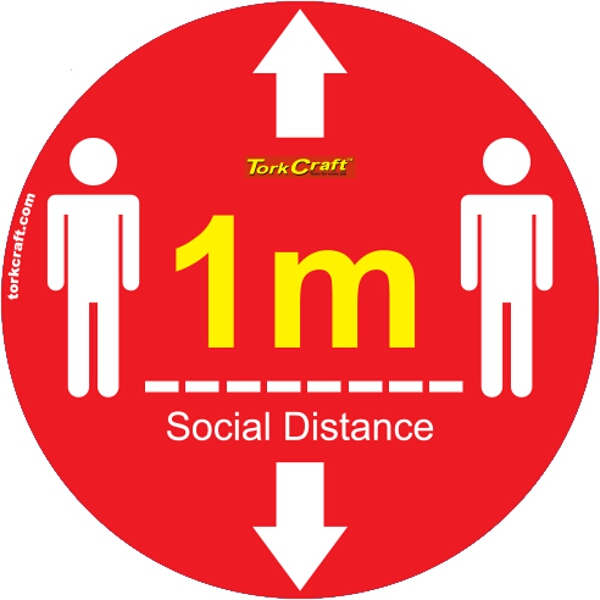 Covid 19 – 400mm Round Social Distancing Graphic – Tork Craft Double Arrow Social Red  Please