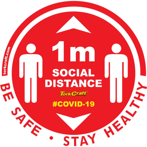 Covid 19 – 300mm Round Social Distancing Graphic – Tork Craft Double Arrow Filled Social Red