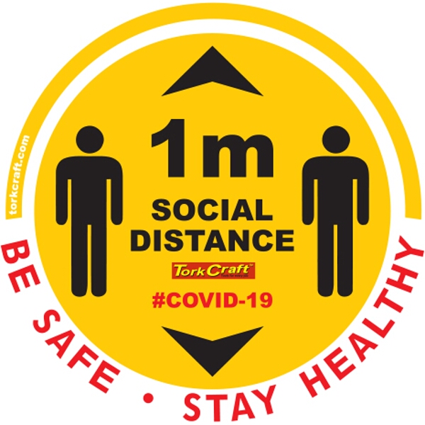 Covid 19 – 300mm Round Social Distancing Graphic – Tork Craft Double Arrow Filled Social Yellow