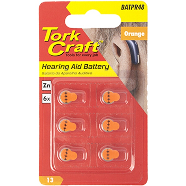 Pr48 Zinc-Air Hearing Aid Battery X6 Pack Orange