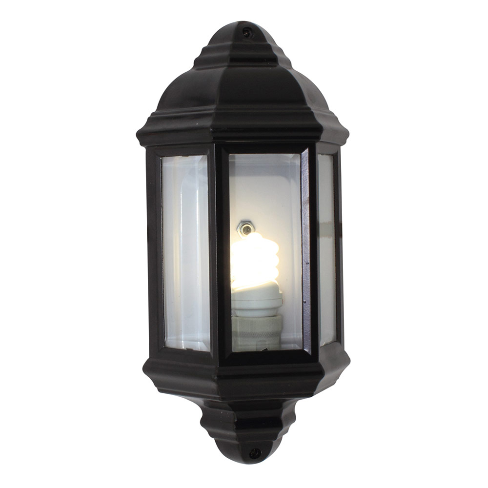 Eurolux Lantern Half Bevelled Glass Black