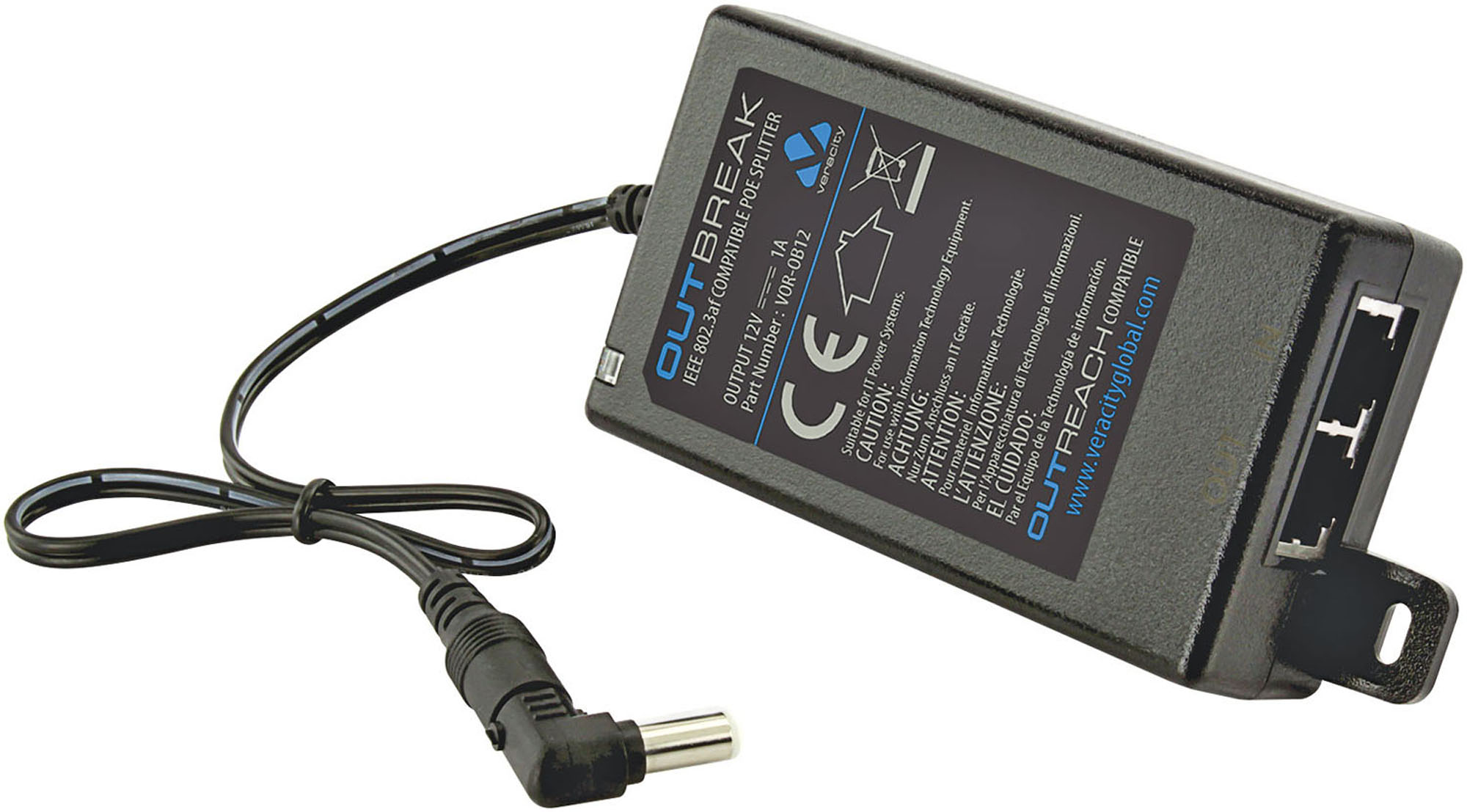 PoE Splitter (Network Pass Through And 12v Dc)